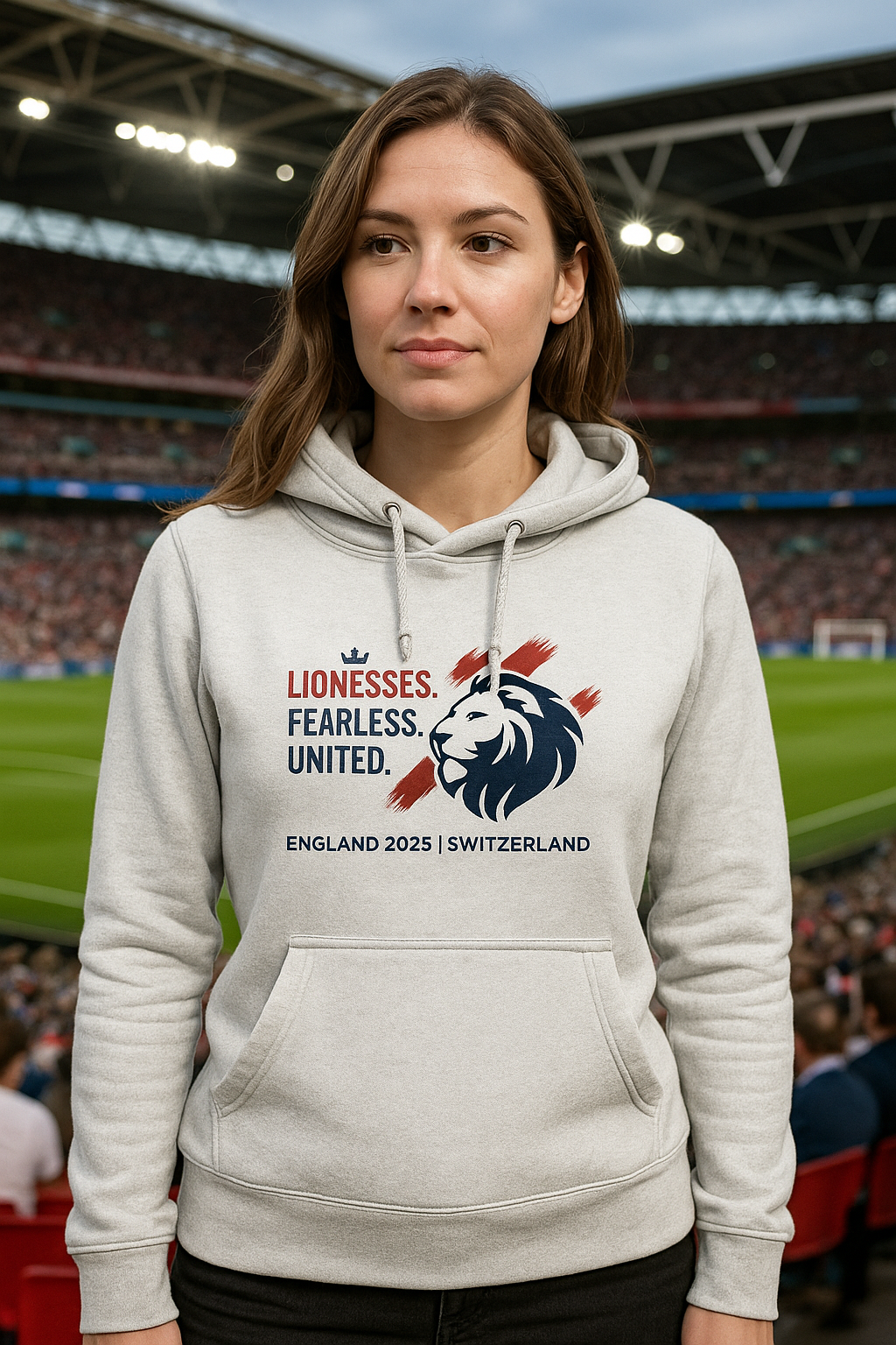 Lionesses Women’s Hoodie Euro 2025, England Football Fan Sweatshirt, Soccer Supporter Gift for Her, Cozy Euro 2025 Jumper,