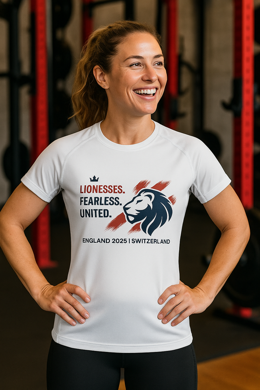 Lionesses Women’s TriDri® Performance T-Shirt Euro 2025, England Football Training Tee, Moisture-Wicking Gym Top, Soccer Fan Activewear,