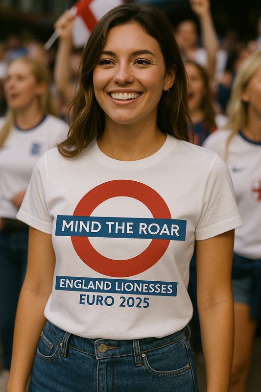 England Lionesses Euro 2025 T-Shirt, Mind The Roar Funny Football Top, England Lionesses Top, Underground London Design